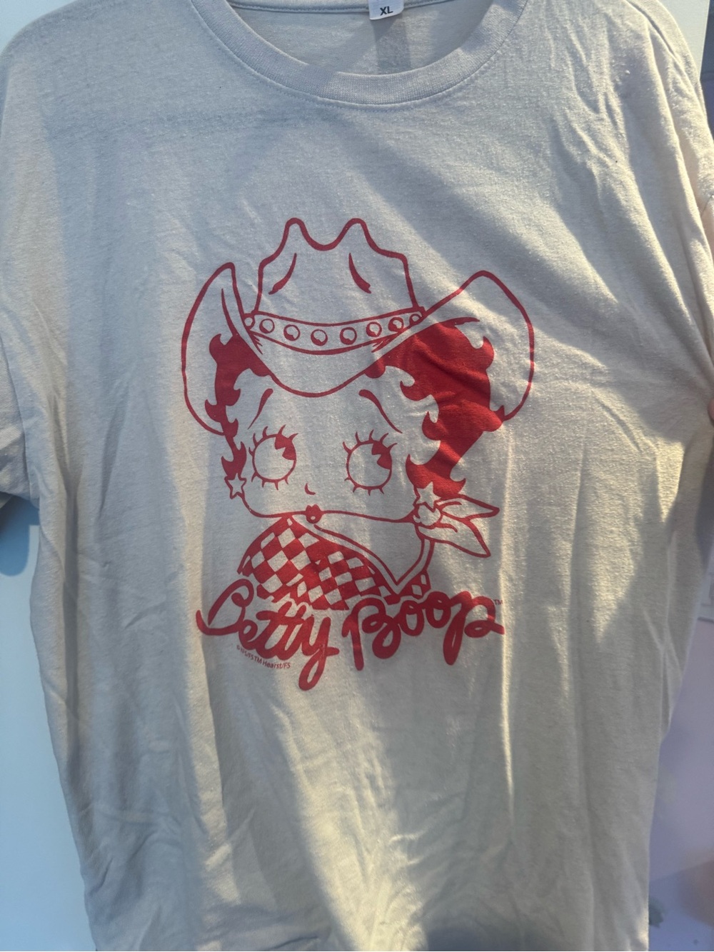 Betty Boop Cream Tee with Red Cowboy Graphic